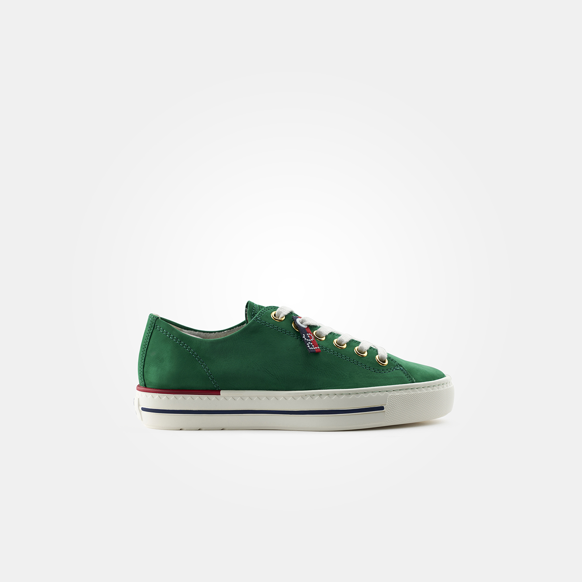 White sneakers hotsell with green back